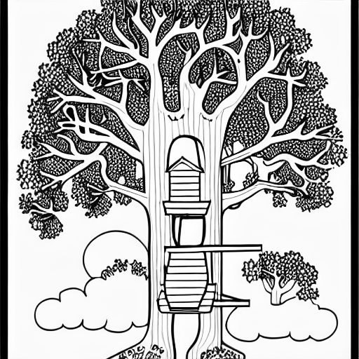 Coloring page of treehouse