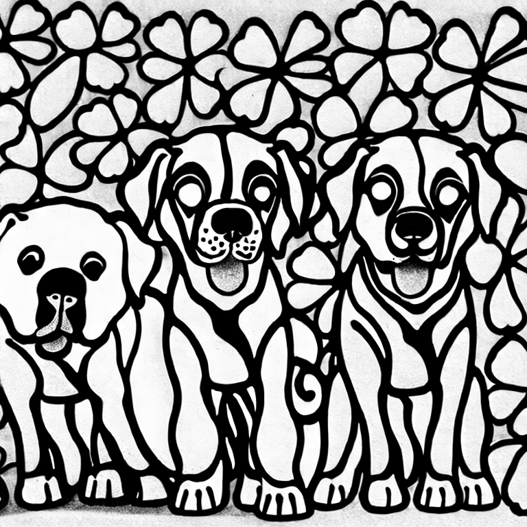 Coloring page of two dogs