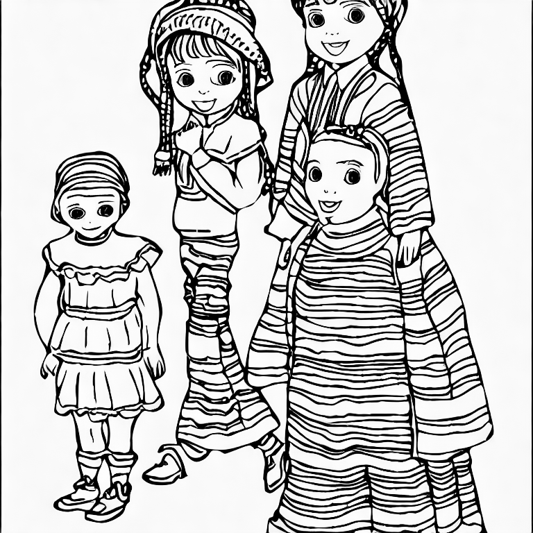 Coloring page of ukrainian child in national clothes