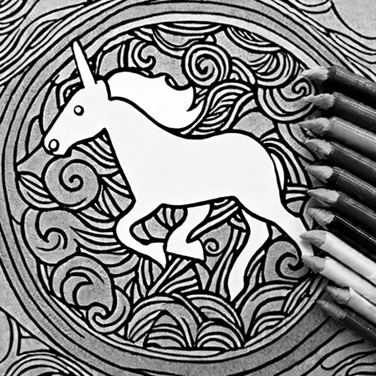Coloring page of unicorn