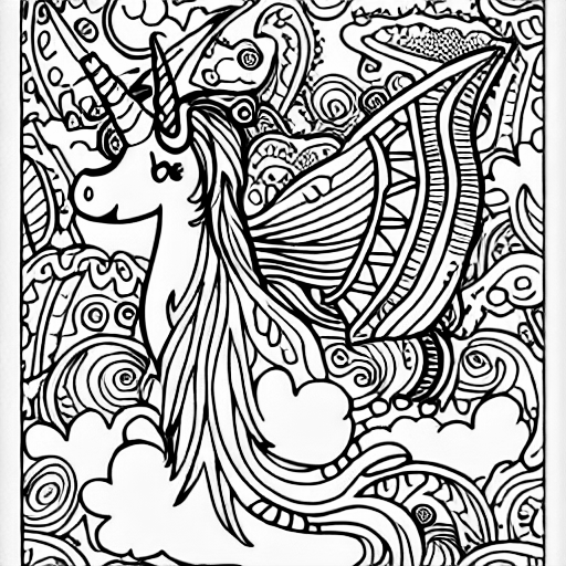 Coloring page of unicorn farting butterflies