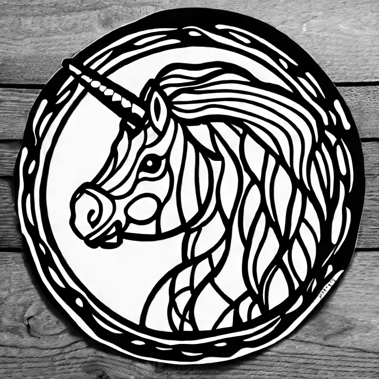 Coloring page of unicorn has horn