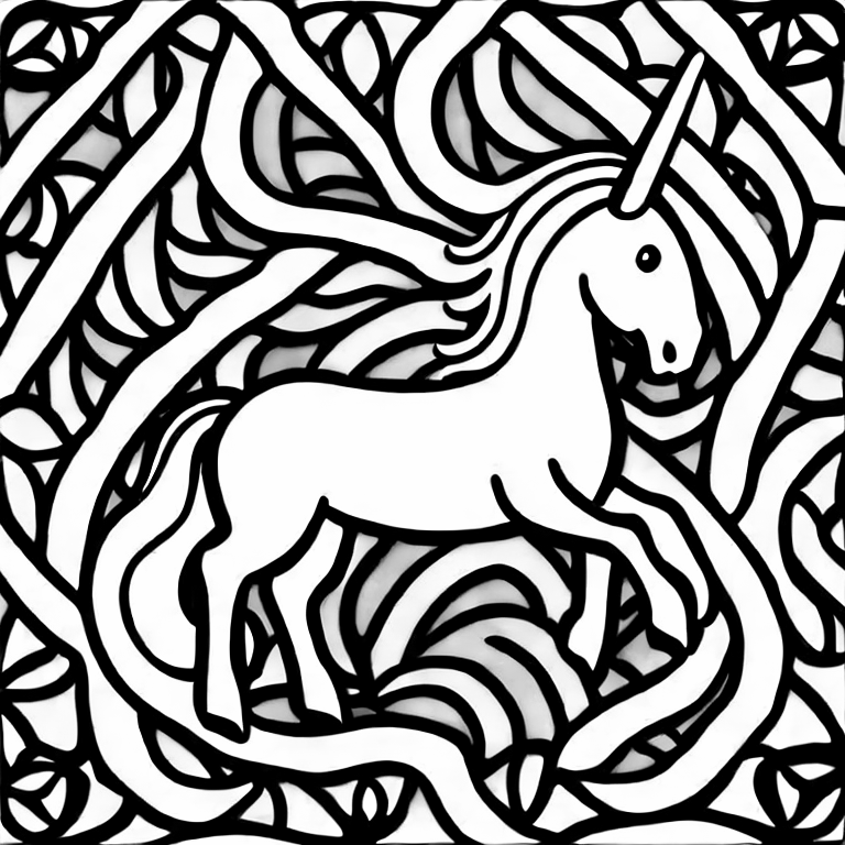 Coloring page of unicorn has tunk