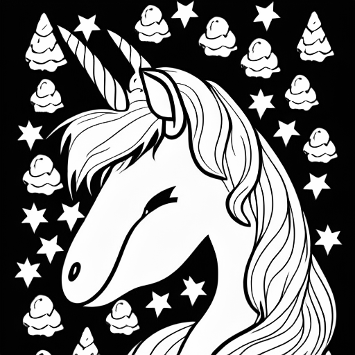 Coloring page of unicorn with an elf