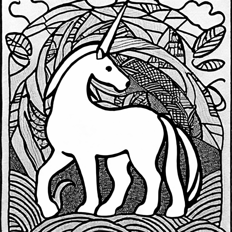 Coloring page of unicorns
