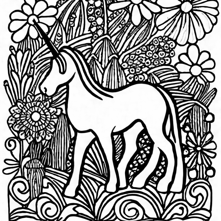 Coloring page of unicorns