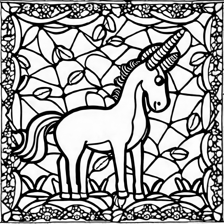 Coloring page of unicorns cute