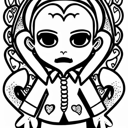 Coloring page of vampire with heart eyes