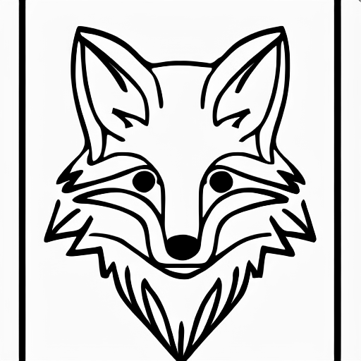 Coloring page of vectorized fox