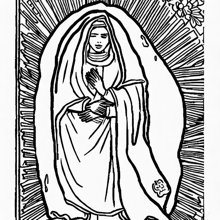 Coloring page of virgen de guadalupe