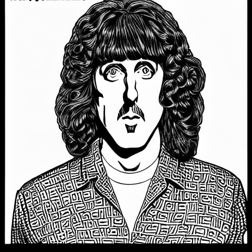 Coloring page of weird al as a beatle