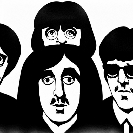 Coloring page of weird al as a beatles