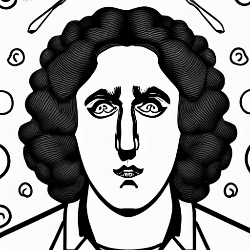 Coloring page of weird al no background