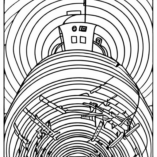 Coloring page of wheels in the sky