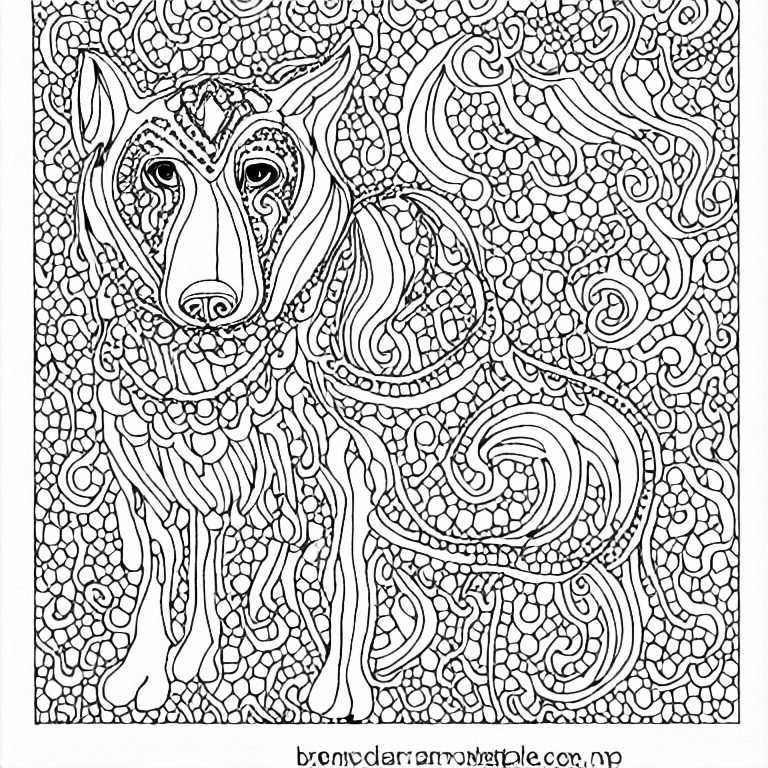 Coloring page of white dog