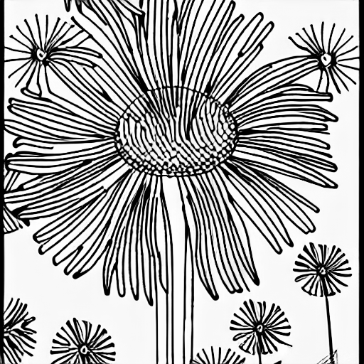 Coloring page of wild dandelion