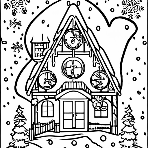 Coloring page of winter wonderland