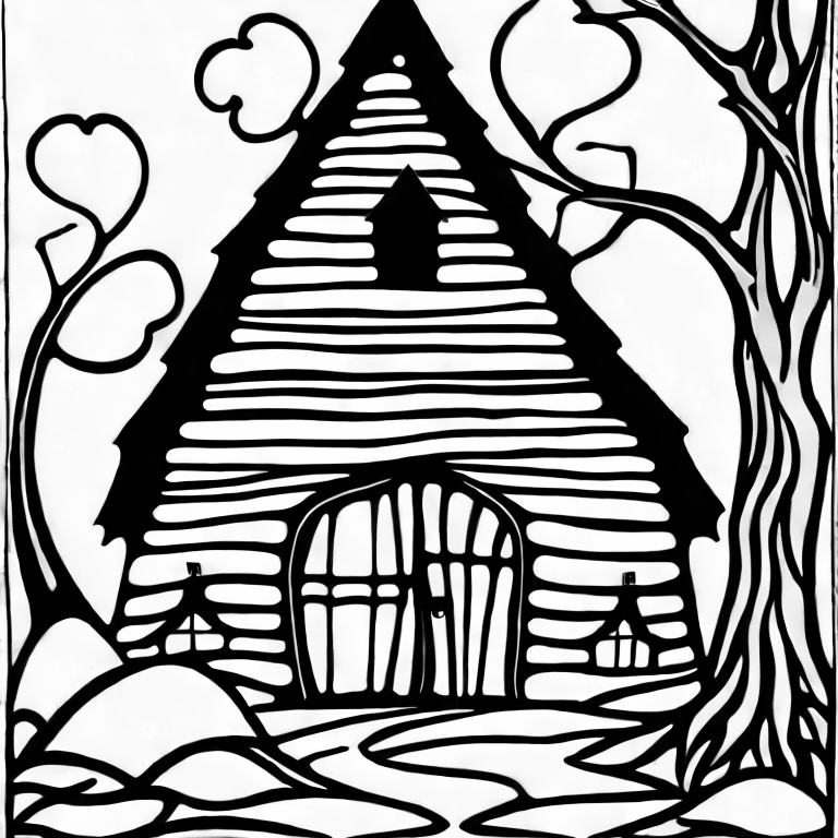 Coloring page of witch house