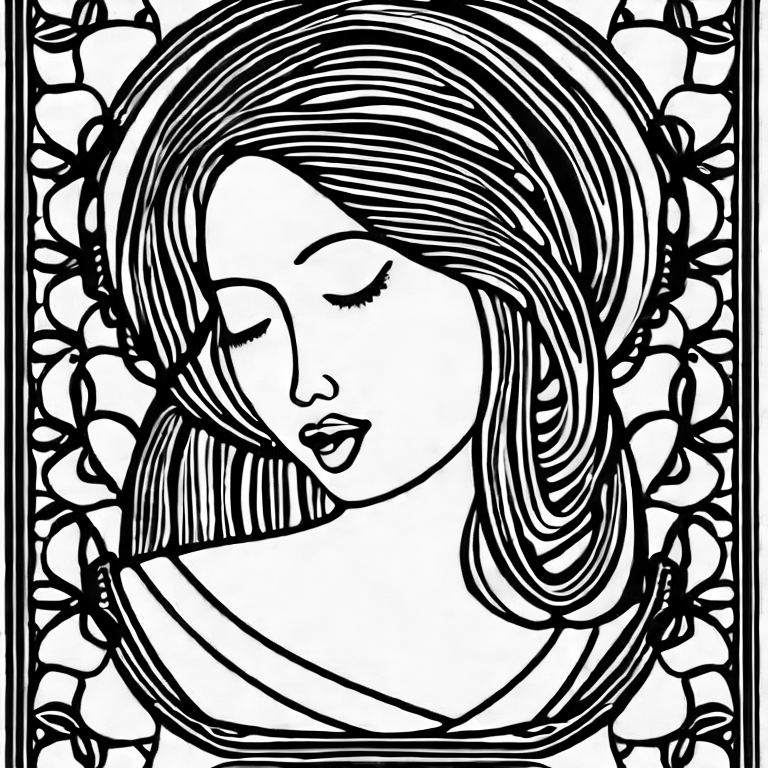 Coloring page of woman