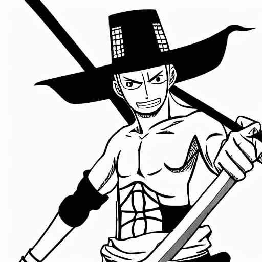 Coloring page of zoro from one piece